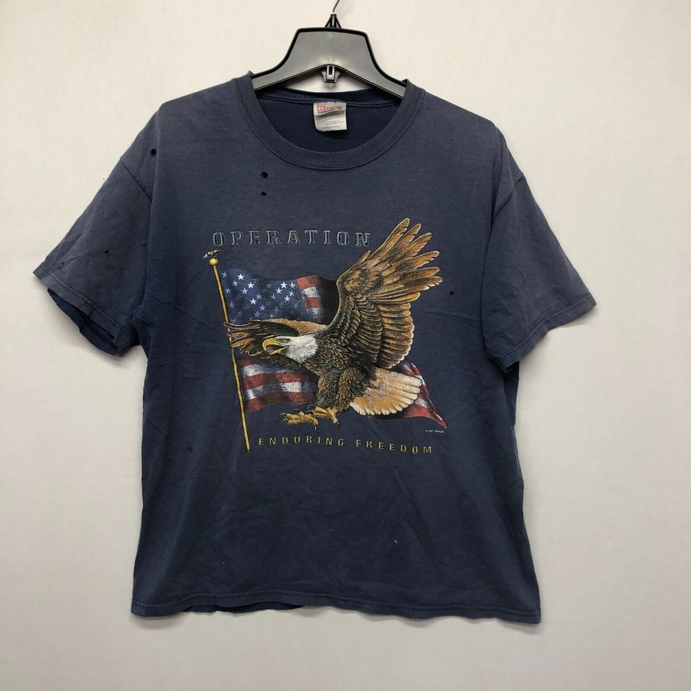 Vintage Hanes T-Shirt Tee Size Large 2001 Operation Enduring Freedom B247 -29